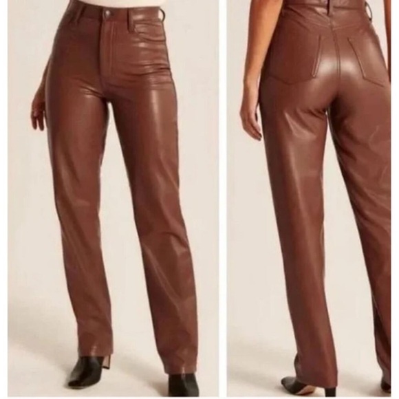 Abercrombie & Fitch Pants - Abercrombie & Fitch The ‘90s Straight Ultra High Rise Faux Leather Pants